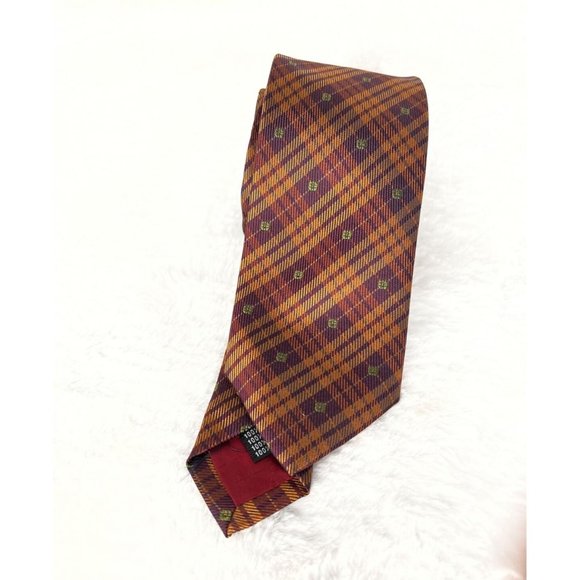 A. Picci Seta Di Como  Mens Neck Tie Silk Brown Striped Plaid Italy - Picture 2 of 7